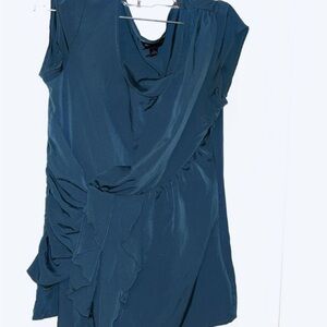 Banana Republic Green Asymmetrical Ruched Cowl Neck Top